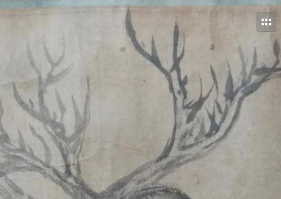 《木石图》画作中的树枝局部