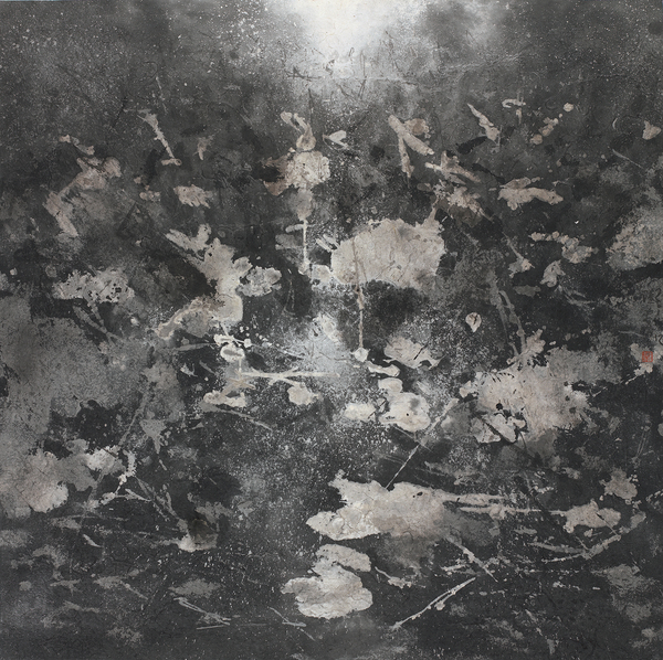 陆春涛，荷塘·2014No.105，97×97cm，纸本水墨设色，2014