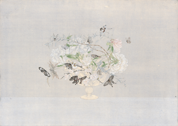 高茜，失忆症，  84.5×115.5cm，纸本水墨设色，2016  GAO Qian, Amnesia, 84.5×115.5cm, Ink and color on paper, 2016