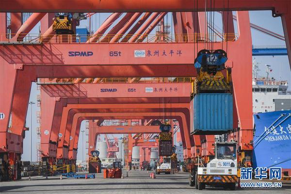 在福建省石狮市蚶江镇石湖港区，泉州太平洋码头公司的大型机械在为一艘货轮装货（2018年11月29日摄）。 新华社记者 宋为伟 摄