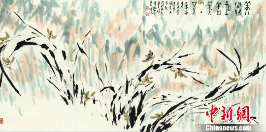 刘伯骏先生93岁彩墨作品《兰竹图》。　受访者供图 摄