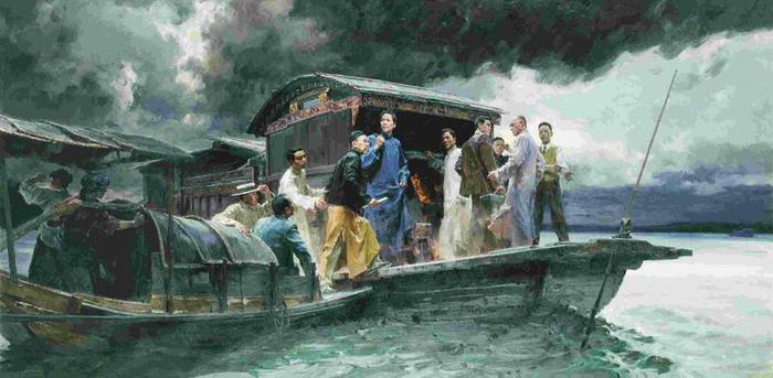 启航——中共一大会议（油画） 何红舟 黄发祥 2009年 中国美术馆藏