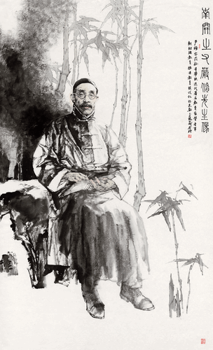 南开之父严修先生像（国画）210×125cm--杨晓刚