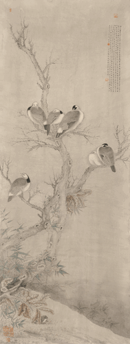 红叶微风（国画）190×72cm-2015年-刘万鸣
