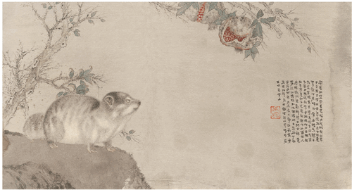 石榴蹄兔（国画）30×60cm-2018年-刘万鸣